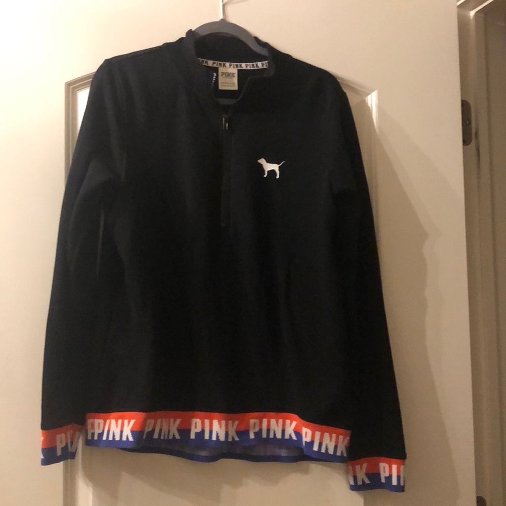 EUC VICTORIA SECRET PINK BLACK MULTI 3/4 ZIP SS sz L